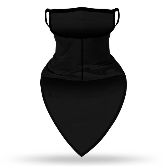 Black Face Neck Gaiter Covering w/ Ear Loops - Picture 4 of 8